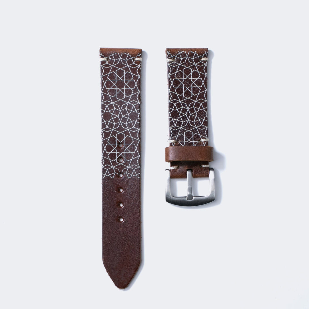 Roarstraps el yapımı deri saat kayışı, şık tasarımlı kahverengi deri detaylarla