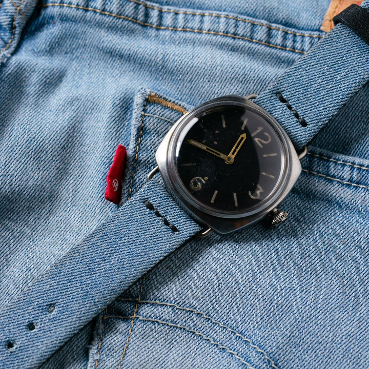 Roarstraps Apple deri kayış ile birlikte denim kot saat kayışı ve analog saat