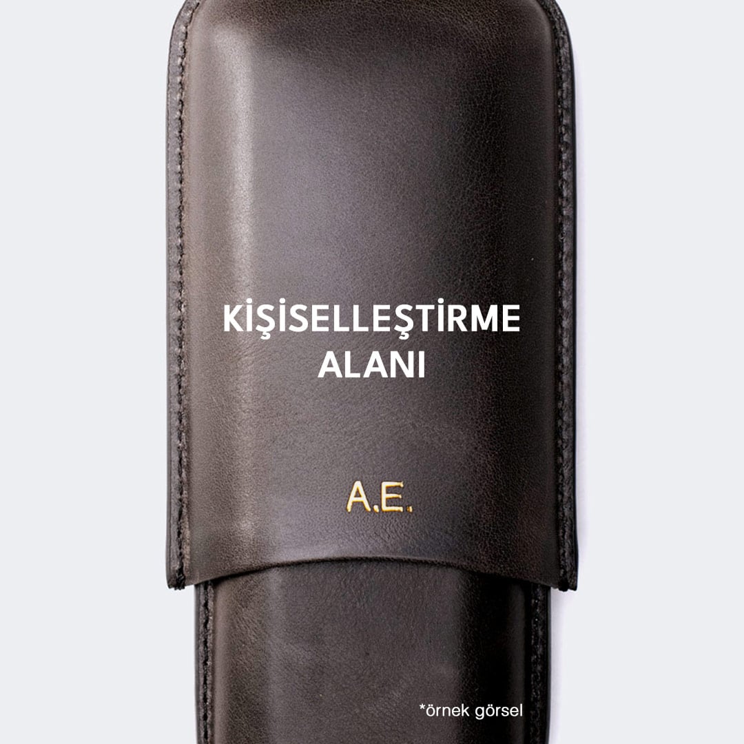 İkili Deri Puro Kılıfı - Antrasit