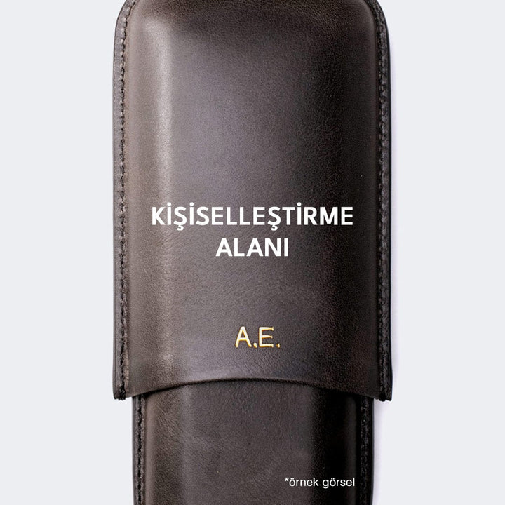 İkili Deri Puro Kılıfı - Antrasit