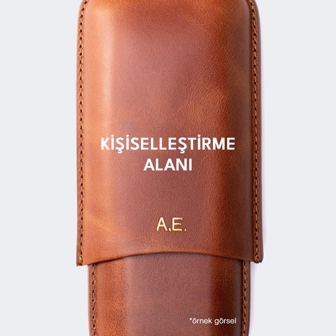 Üçlü Deri Puro Kılıfı - Tobacco