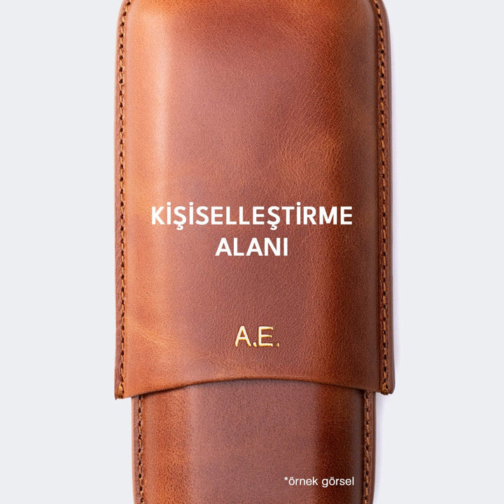 Üçlü Deri Puro Kılıfı - Tobacco