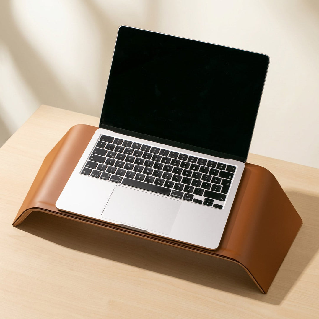 Ahşap Deri Laptop Standı