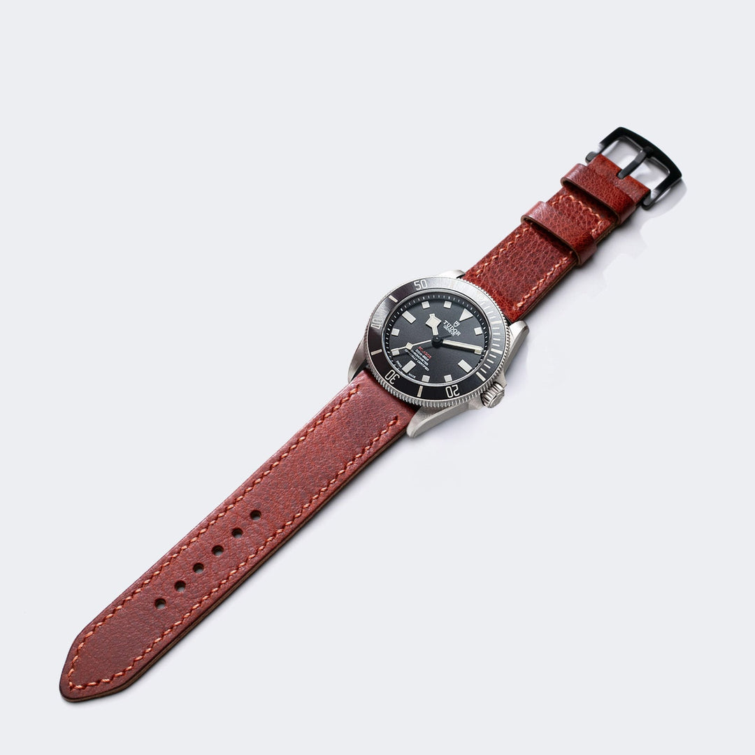 Roarstraps çift katlı deri saat kayışı ile şık saat ve paslanmaz çelik detay