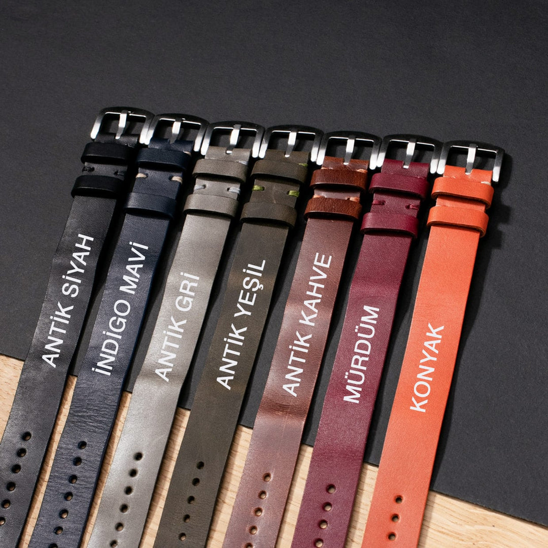 Roarstraps askeri deri nato saat kayışı farklı renk seçenekleriyle, şık ve dayanıklı tasarım