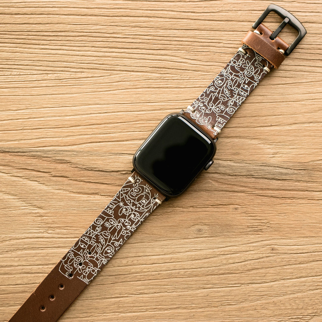 Roarstraps el yapımı deri Apple Watch kordonu, şık tasarım ve rahat kullanım için ideal