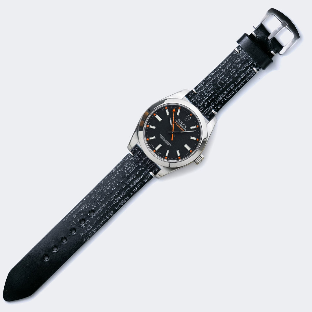 Roarstraps siyah deri saat kayışı ile şık analog saat, rahat ve dayanıklı tasarım