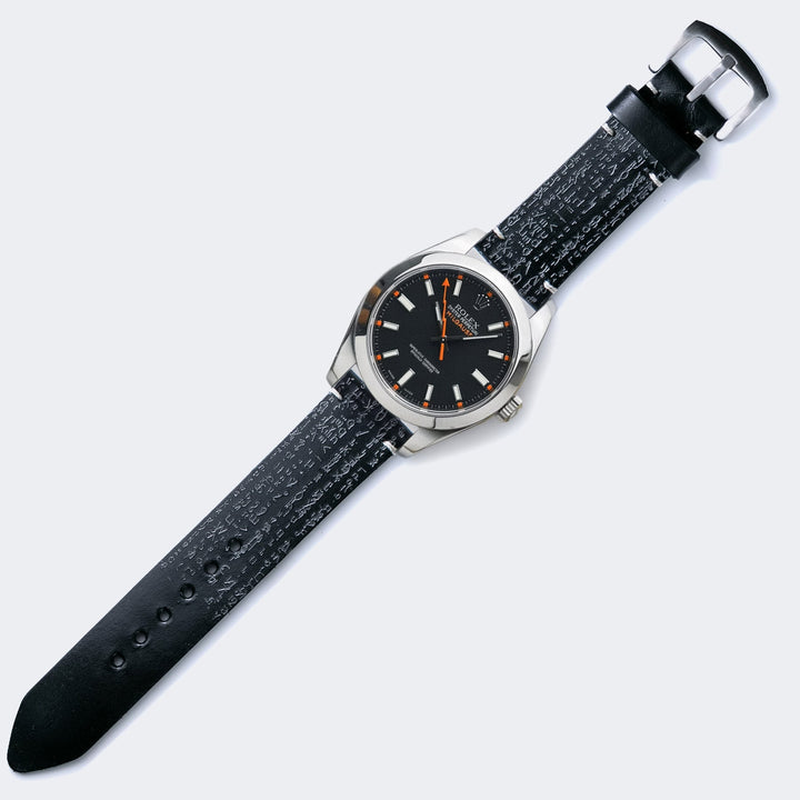 Roarstraps siyah deri saat kayışı ile şık analog saat, rahat ve dayanıklı tasarım