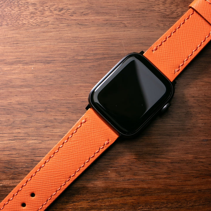 Roarstraps saffiano turuncu deri Apple Watch kayış, şık tasarımıyla dikkat çekiyor