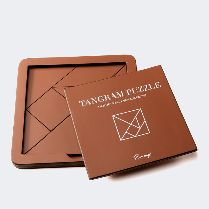Roarcraft deri tangram puzzle, hafıza ve beceri geliştirme için şık bir aksesuar