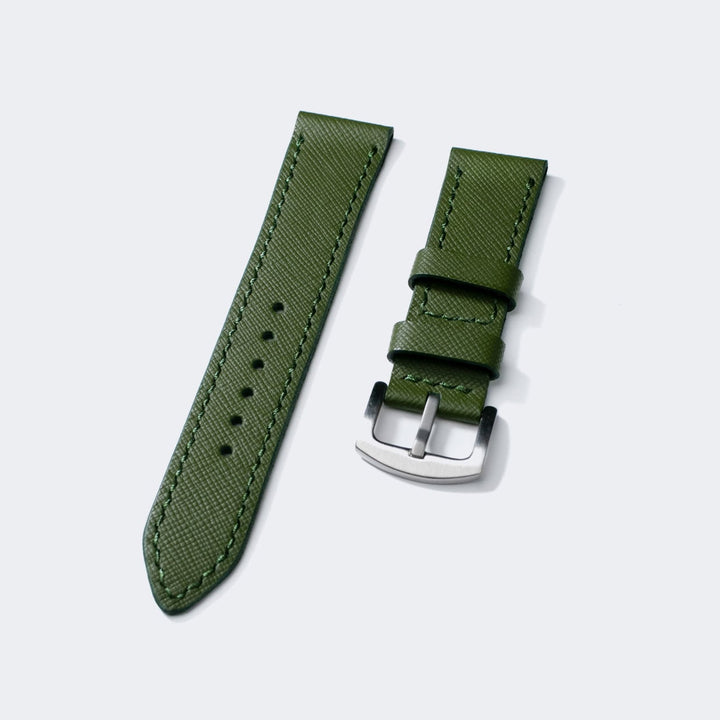 Roarstraps asker yeşili deri saat kayışı, şık tasarımı ile saatlerinize zarif bir dokunuş katar.