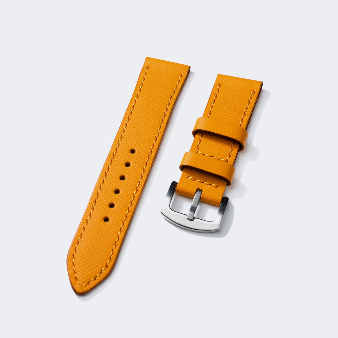 Roarstraps Saffiano deri saat kayışı, canlı turuncu rengiyle şık bir seçenek