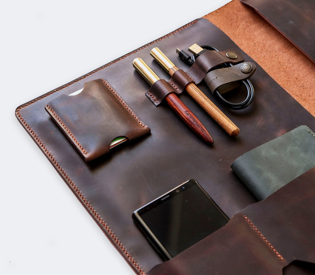 iPad Organizer - Antik Kahve Deri Kılıf 
