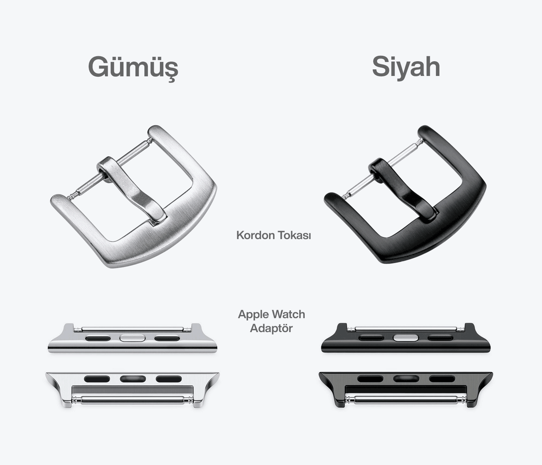 Özel Yapım Apple Watch Deri Saat Kayışı - Antik Gri