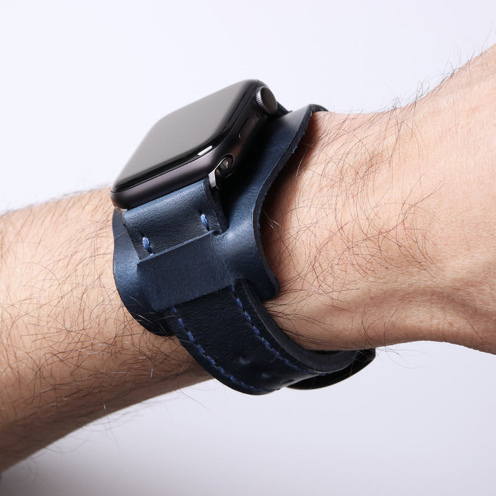 Bund Strap - Çift Kat Deri Apple Watch Kayışı - Indigo Mavi - Roarcraft TR