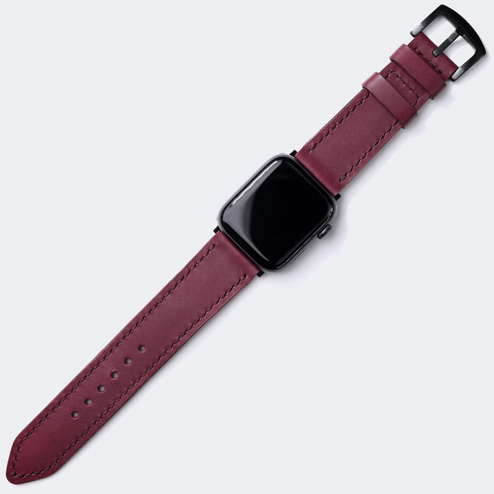 Bordo el yapımı deri Apple Watch kayışı, şık tasarımıyla saatlerinizi tamamlar