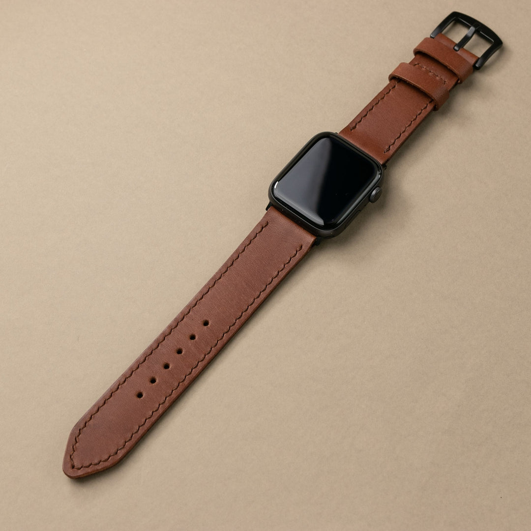 Roarstraps el yapımı deri Apple Watch kayışı, şık ve kaliteli kahverengi deri tasarım