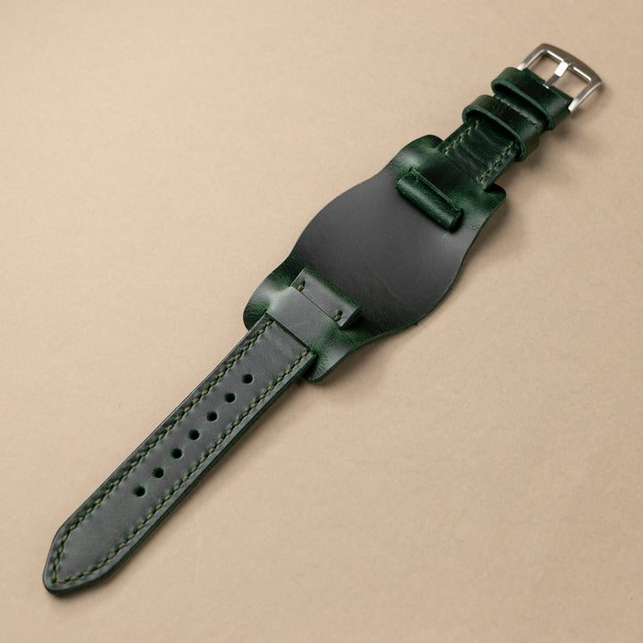 Bund Strap - Çift Katlı Deri Saat Kayışı - Orman Yeşili - Roarcraft TR