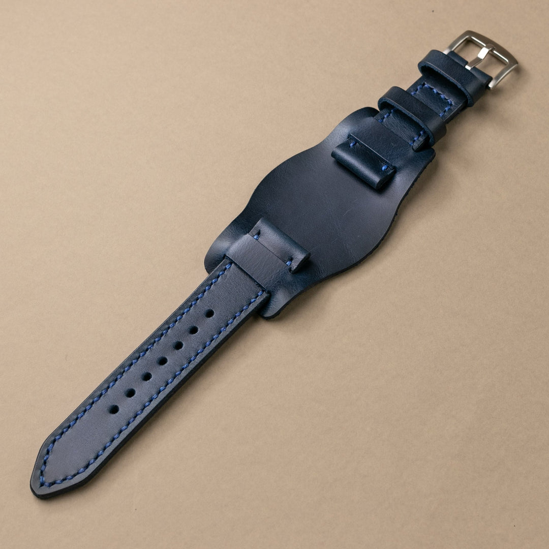 Bund Strap - Çift Katlı Deri Saat Kayışı - İndigo Mavi - Roarcraft TR