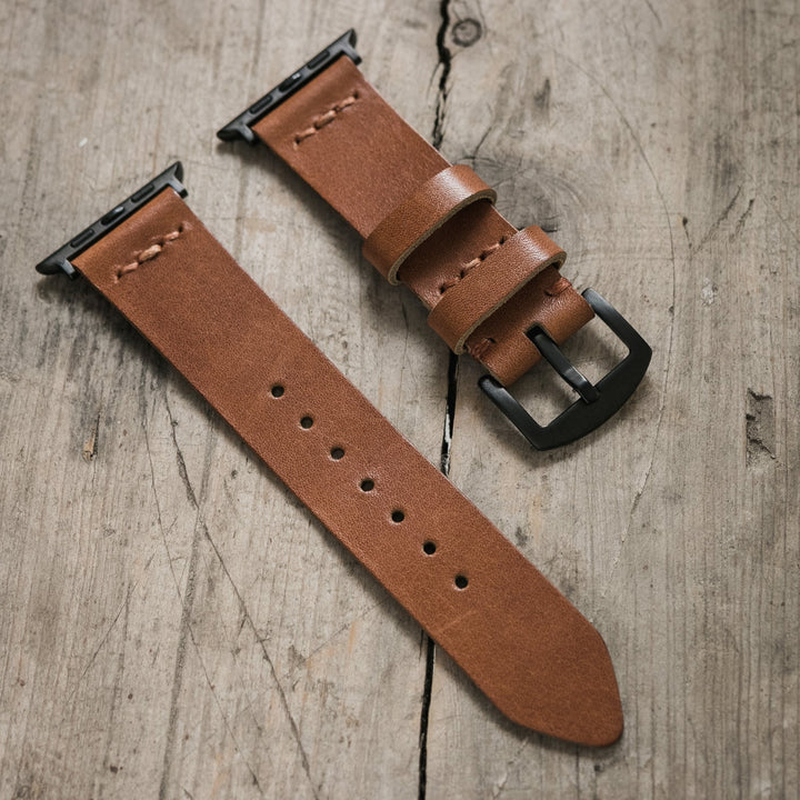 Tek Kat Deri Apple Watch Kordon - Taba - Roarcraft TR