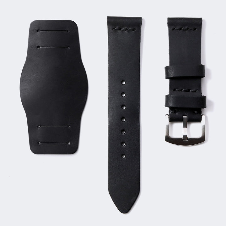 Bund Strap - Tek Kat Deri Saat Kayışı - Siyah - Roarcraft TR